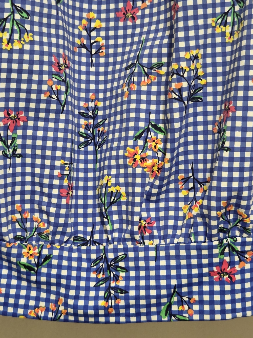 Lands' End Blouson Tankini -  Electric Blue Botanical Check - Picture 9 of 16
